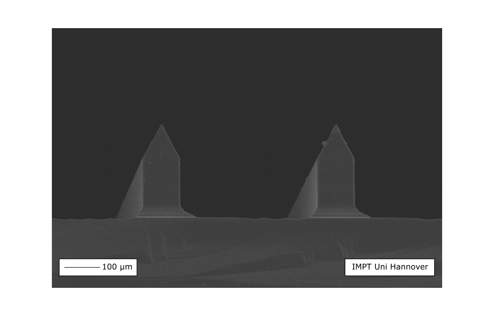 A cross-section analysis of diced silicon field emitters. (Photo: Aleksandra Buchta, IMPT)